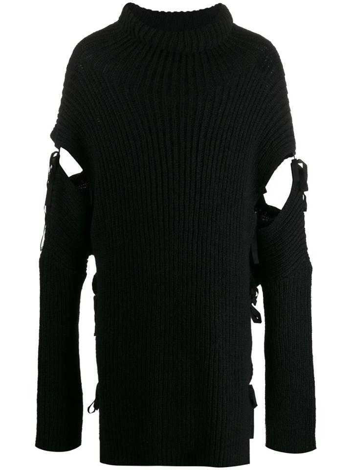 Ann Demeulemeester Cut-out Ribbed Jumper - Black