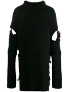 Ann Demeulemeester Cut-out Ribbed Jumper - Black