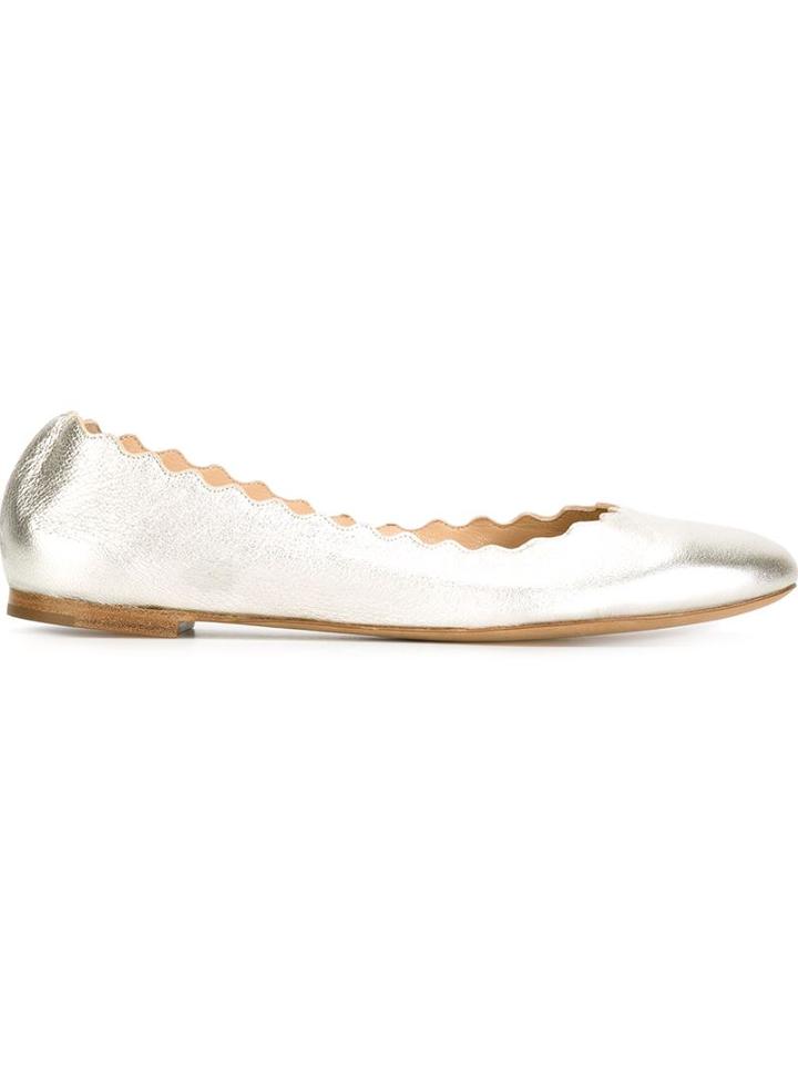Chloé Lauren Ballerinas, Women's, Size: 38, Grey, Leather
