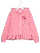 Fendi Kids Ruffled Hem Hoodie, Girl's, Size: 8 Yrs, Pink/purple