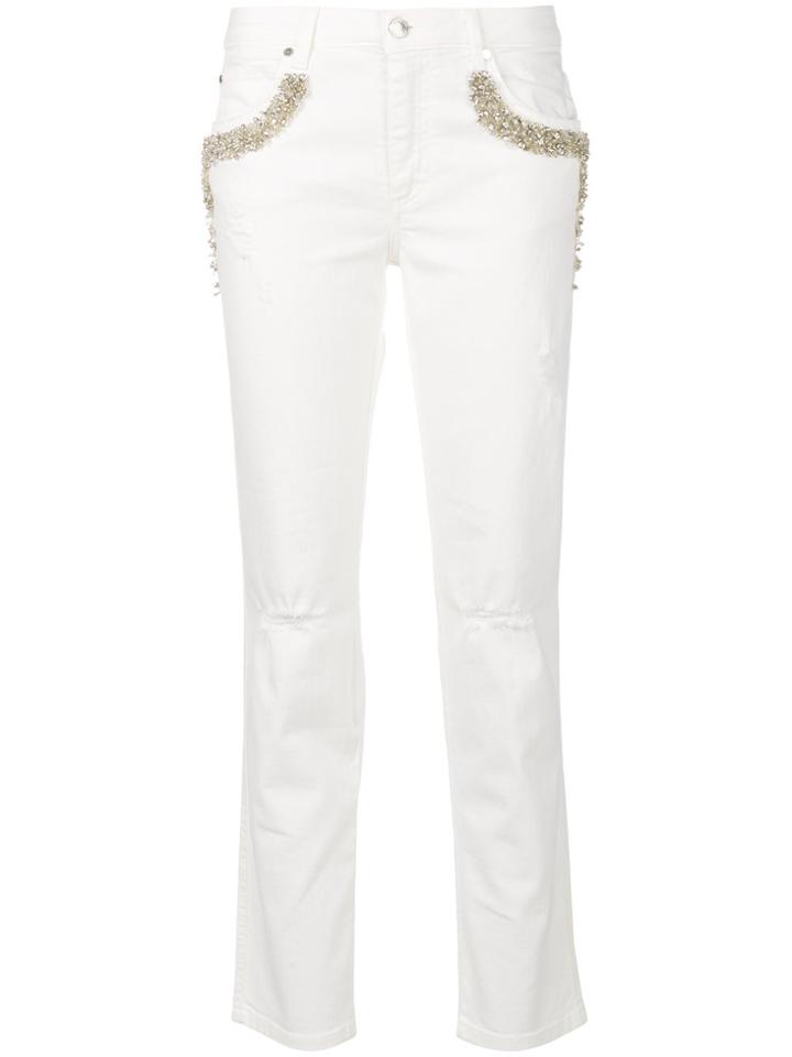 Ermanno Ermanno Embellished Pocket Jeans - White