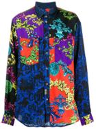 Versace Jeans Couture Baroque Print Denim Shirt - Blue