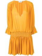 Saint Laurent Studded Georgette Dress - Yellow