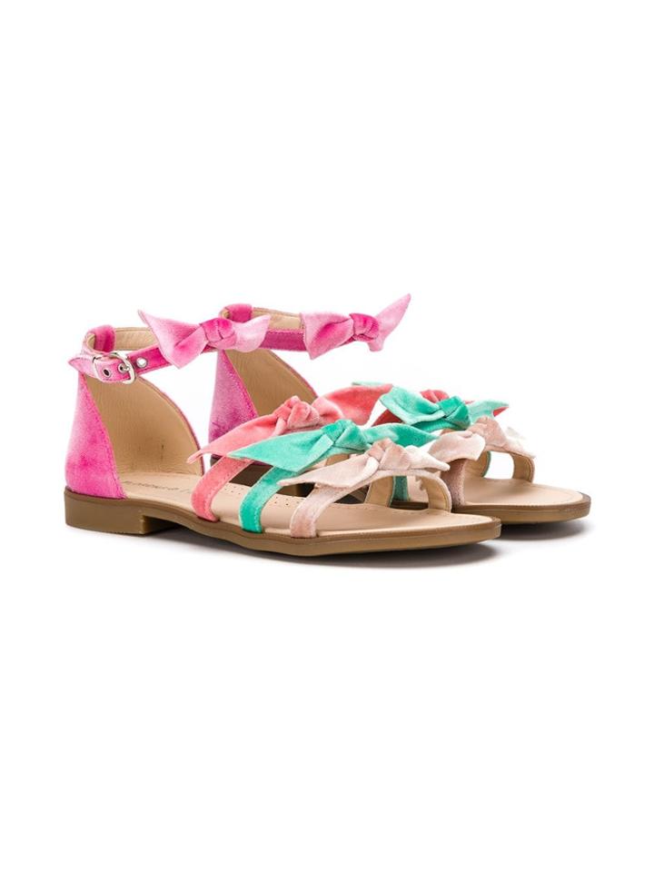 Florens Teen Velvet Bow Sandals - Pink
