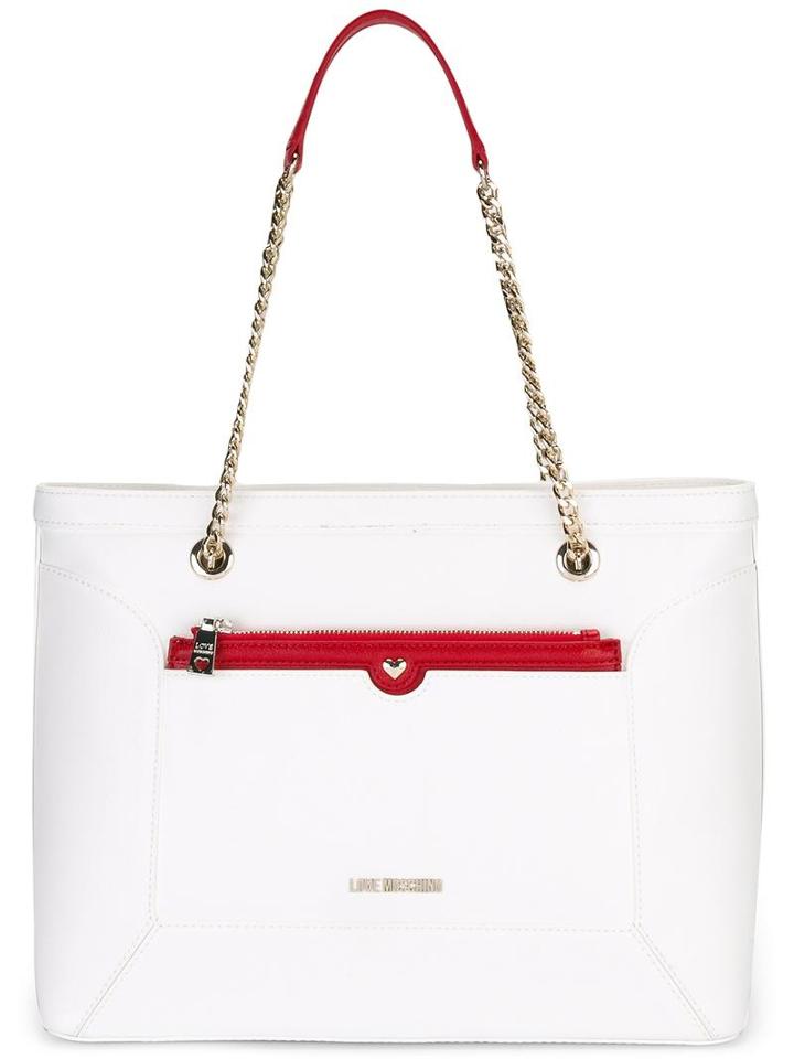 Love Moschino Chain Strap Tote, Women's, White, Polyurethane