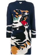 Kenzo Intarsia Tiger Sweater Dress - Blue