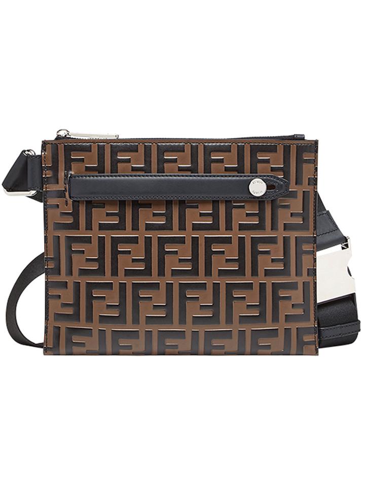Fendi Logo Monogram Messenger Bag - Brown