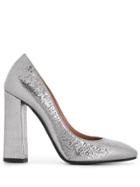 Pollini Square-toe Metallic Pumps - Silver