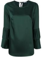 P.a.r.o.s.h. Pleated Layered Sleeves Blouse - Green