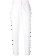 No21 - Stud Trim Trousers - Women - Cotton - 42, White, Cotton