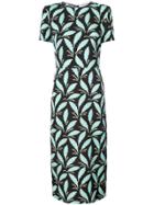 Dvf Diane Von Furstenberg Leaf Print Fitted Dress - Black