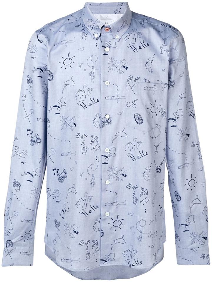 Ps By Paul Smith Sketchbook Print Shirt - Blue