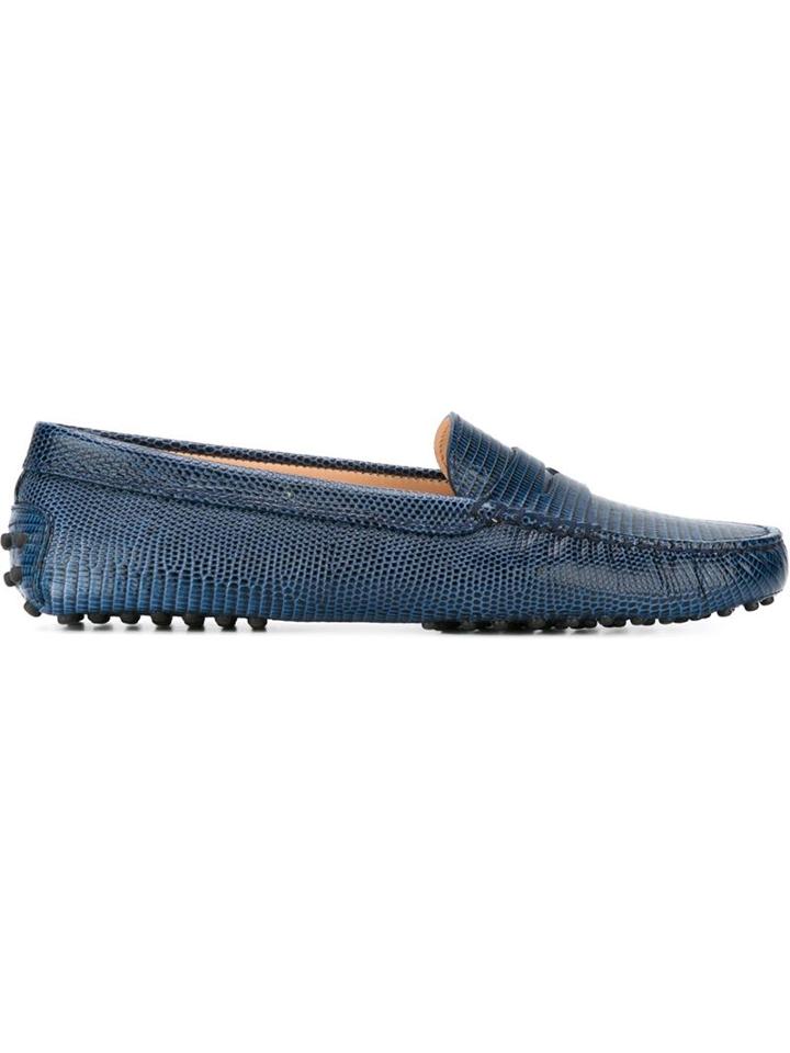 Tod S Gommino Driving Shoes, Women's, Size: 41, Blue, Leather/rubber