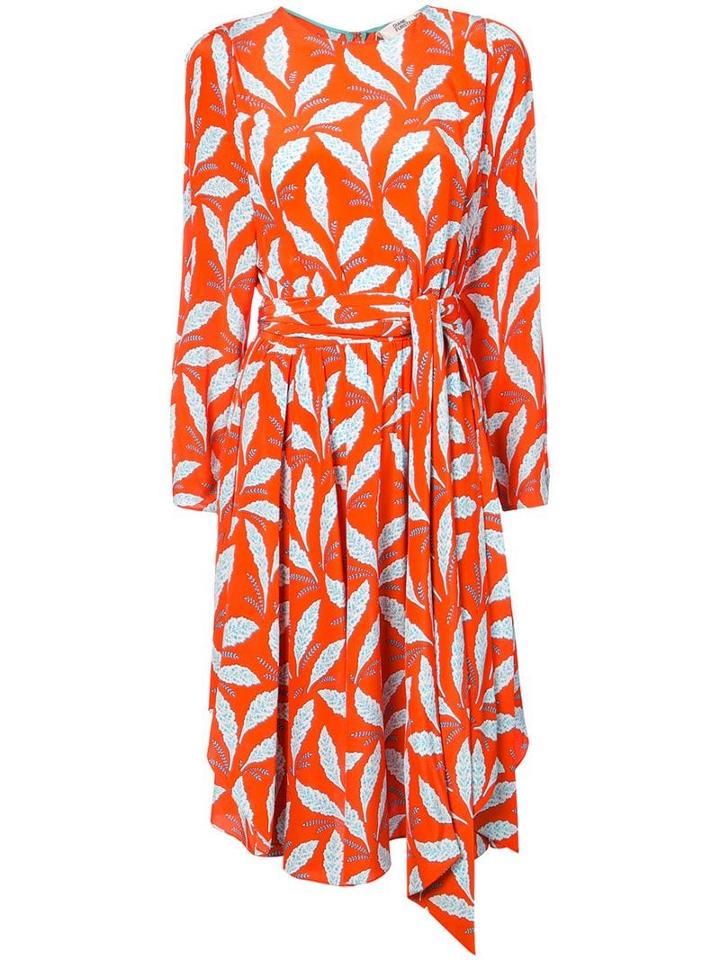 Diane Von Furstenberg Leaf Print Dress - Red