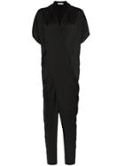 Poiret Drop Crotch Slim Leg Short Sleeved Jumpsuit - Black