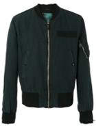 R13 Frayed Cuffs Bomber Jacket, Men's, Size: Large, Black, Cotton/hemp/viscose