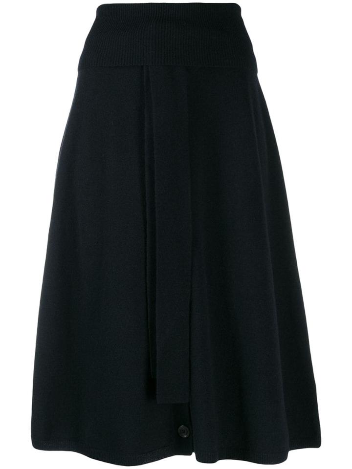 Joseph Button Front Midi Skirt - Black
