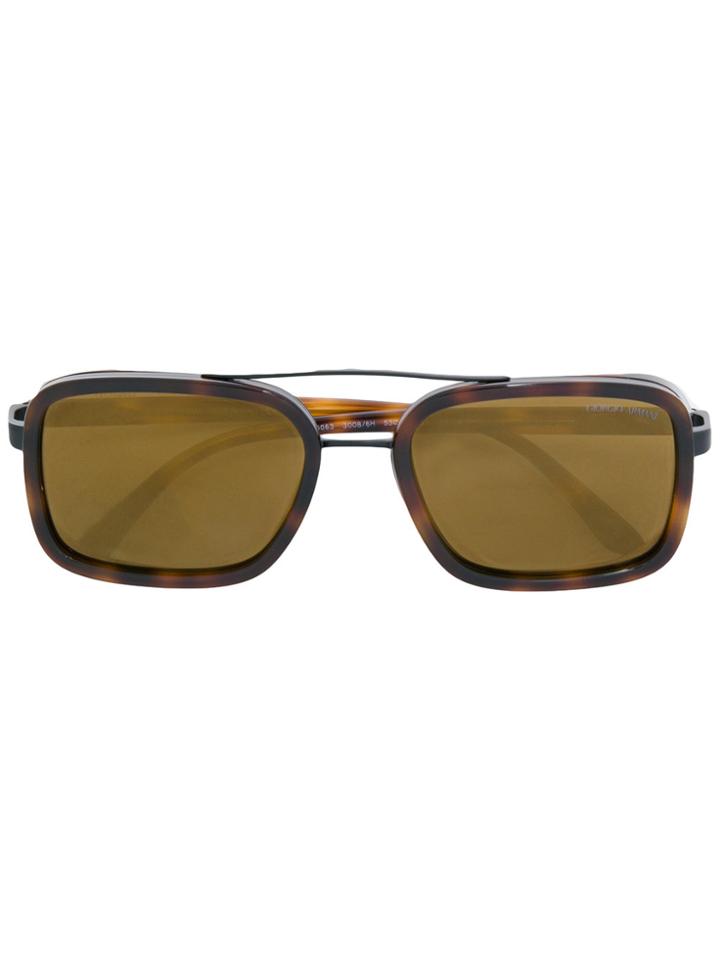Giorgio Armani Aviator Square Sunglasses - Brown