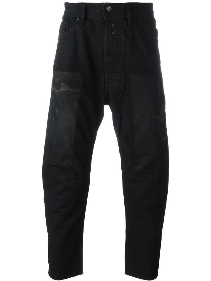 Diesel Distressed Tapered Jeans, Men's, Size: 30, Black, Cotton