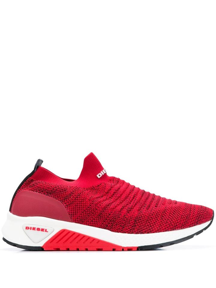 Diesel Slip-on Knit Trainers - Red
