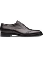 Prada Antiqued Leather Laced Oxford Shoes - Black