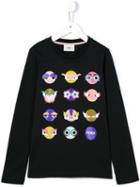 Fendi Kids Monster Print Long Sleeve T-shirt, Girl's, Size: 10 Yrs, Black
