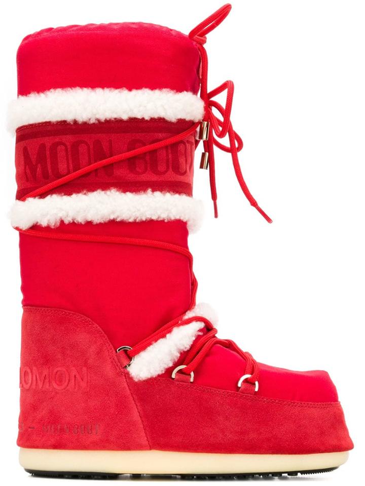 Yves Salomon Lace-up Moon Boots - Red