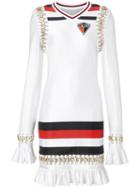 Burberry Ring-pierced Striped Stretch Jersey Mini Dress - White