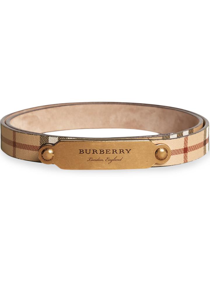 Burberry Plaque Buckle Haymarket Check Belt - Brown