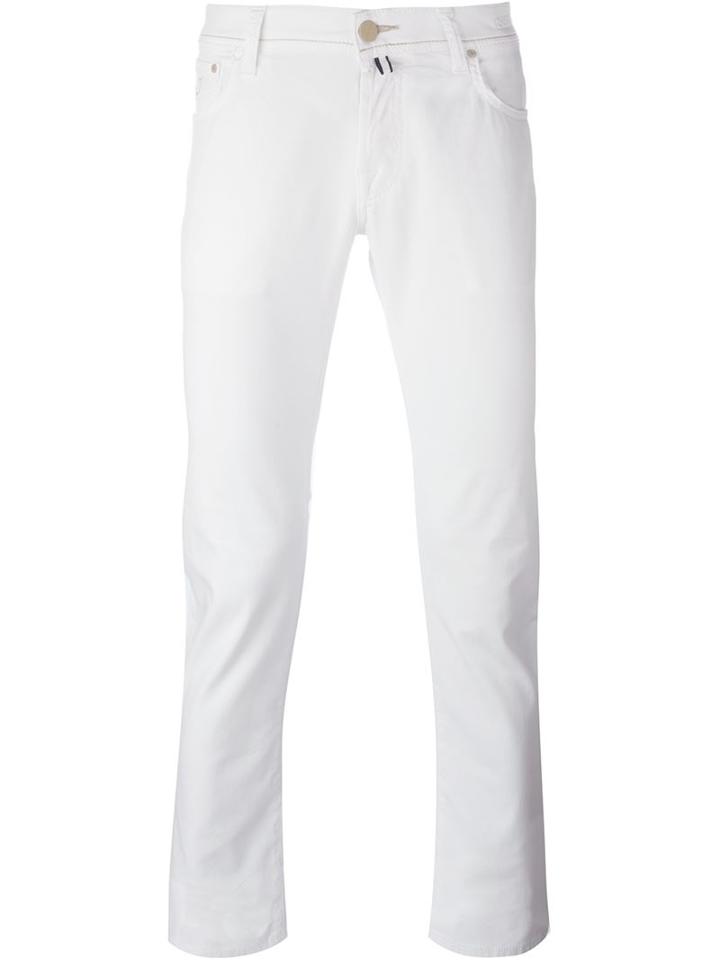 Jacob Cohen Slim Fit Chinos, Men's, Size: 31, White, Cotton/spandex/elastane