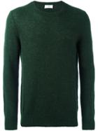 Closed Ribbed Crew Neck Sweater, Men's, Size: Medium, Green, Nylon/wool/alpaca