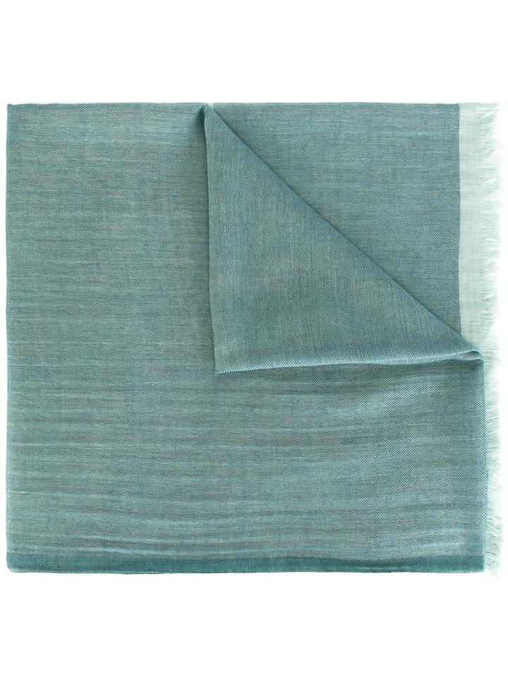Ermenegildo Zegna Frayed Scarf, Men's, Green, Cotton/cashmere