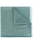 Ermenegildo Zegna Frayed Scarf, Men's, Green, Cotton/cashmere
