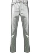 Saint Laurent Metallic Slim Fit Jeans - Silver