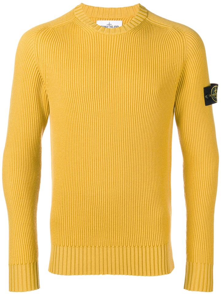 Stone Island Ribbed Round Neck Jumper - Yellow & Orange