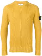 Stone Island Ribbed Round Neck Jumper - Yellow & Orange