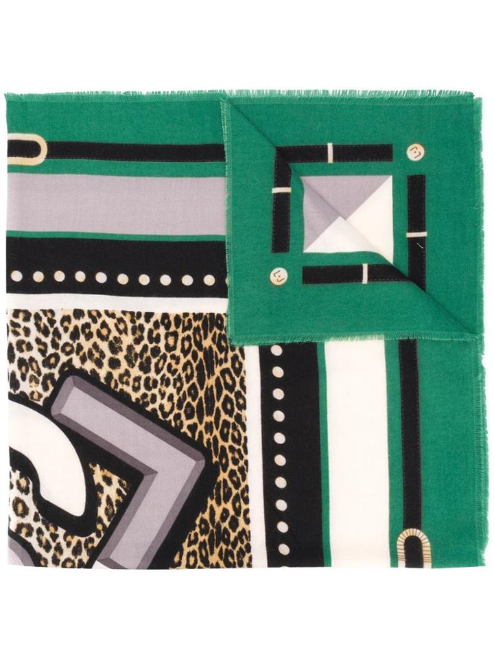 Liu Jo Leopard Print Foulard Scarf - Green
