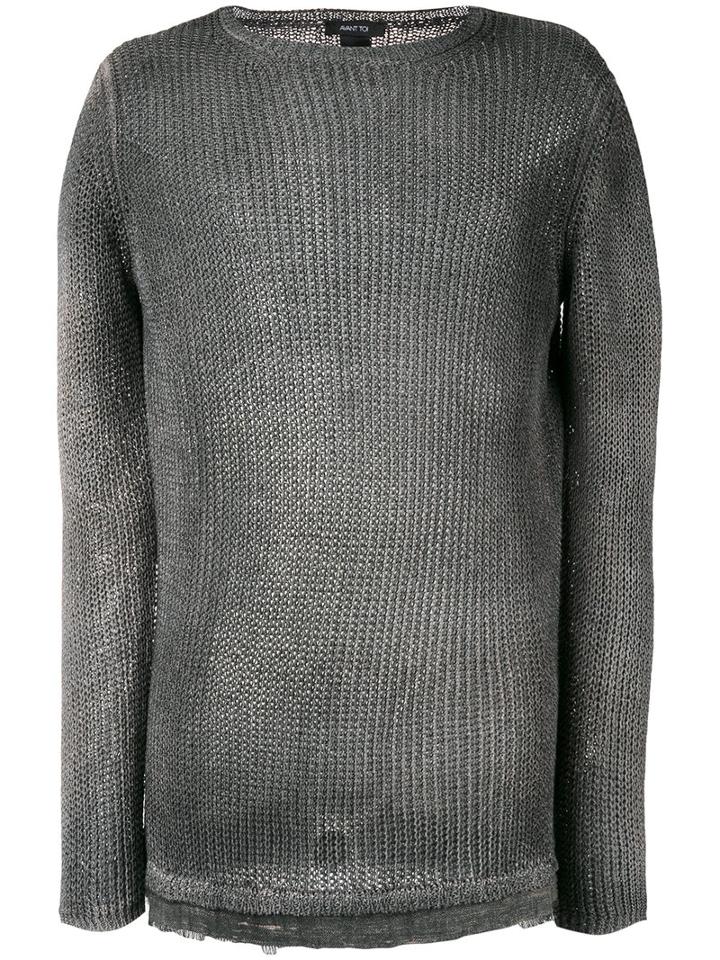 Avant Toi Crew Neck Jumper, Men's, Size: Large, Grey, Linen/flax/polyamide