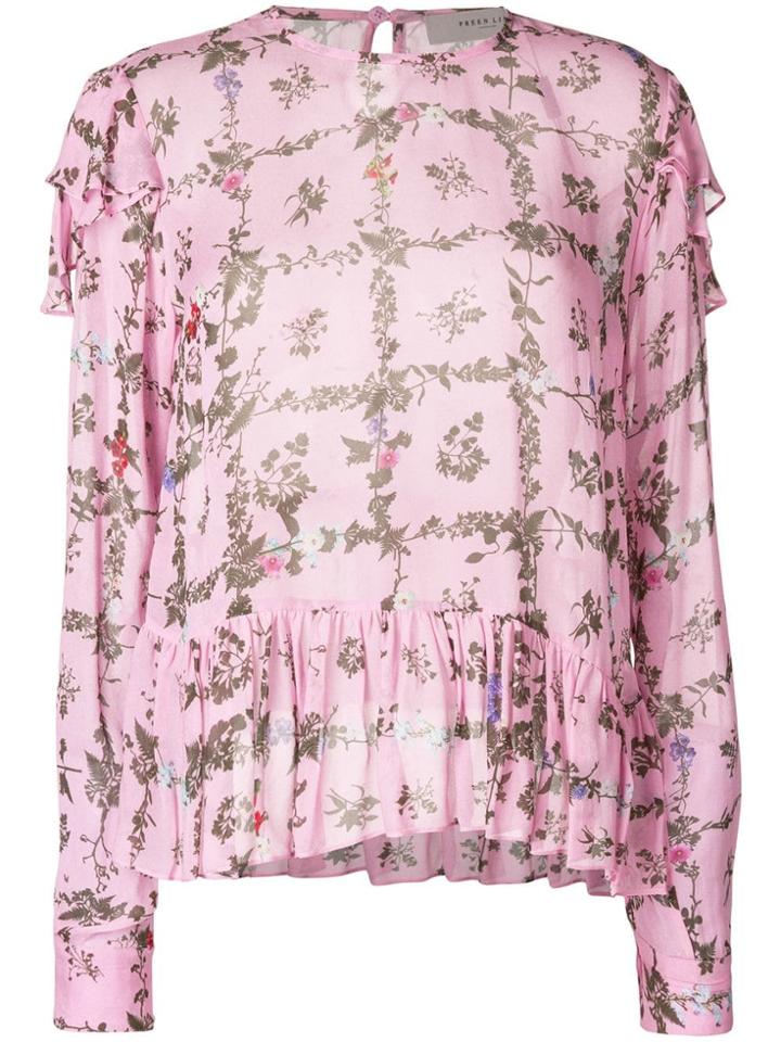 Preen Line Bryoni Floral Printed Blouse - Pink & Purple