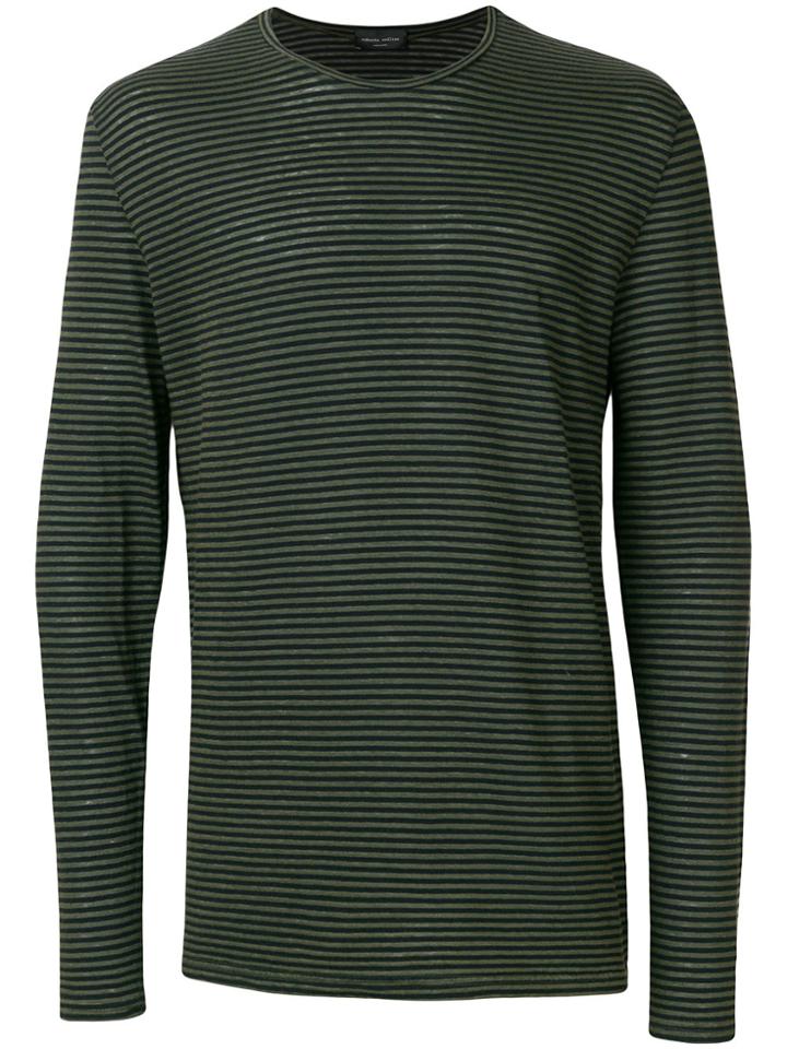Roberto Collina Long Sleeved Striped T-shirt - Green