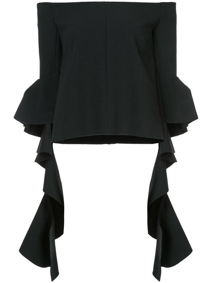 Ellery Off The Shoulder Cascade Sleeve Top - Black