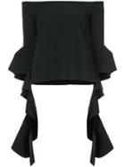 Ellery Off The Shoulder Cascade Sleeve Top - Black