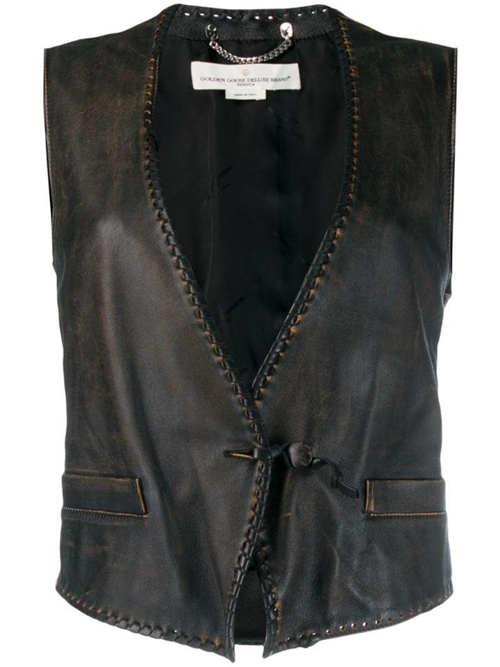 Golden Goose Shiori Leather Vest - Black