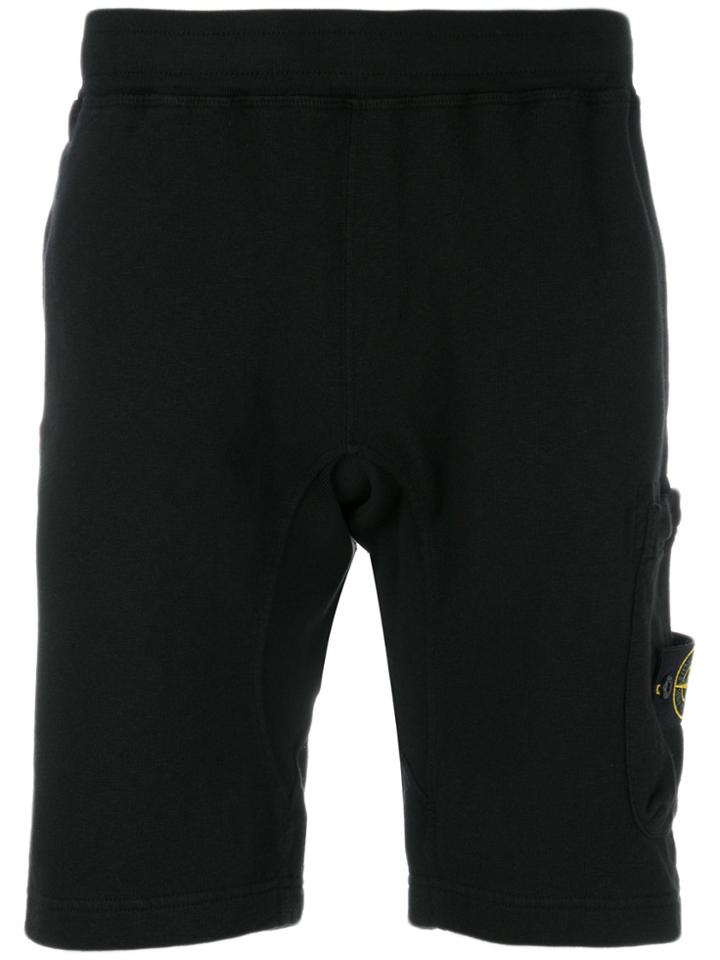 Stone Island Logo Patch Shorts - Black