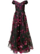 Marchesa Notte Off-shoulder Organza Evening Gown - Black