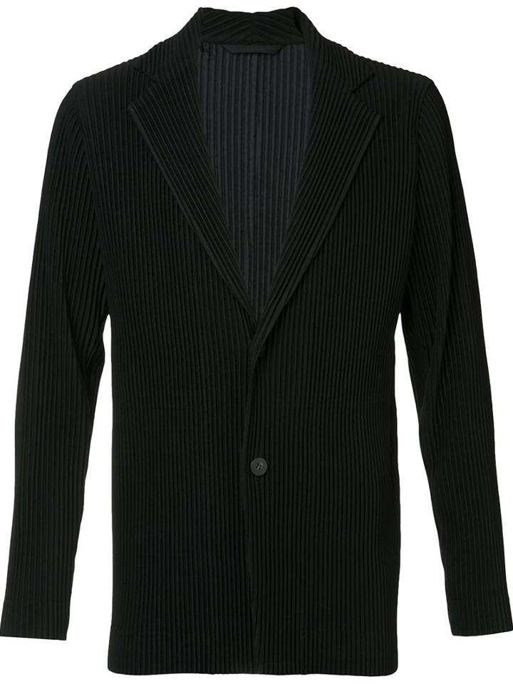 Homme Plissé Issey Miyake Tailored Pleated Blazer, Men's, Size: 3, Black, Polyester