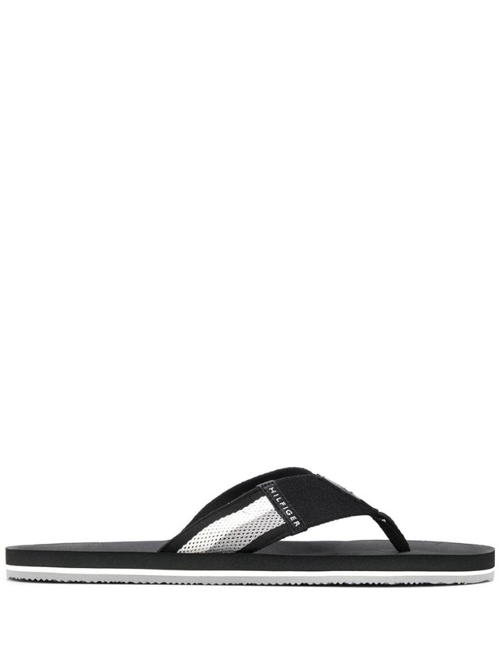 Tommy Hilfiger Corporate Stripe Beach Flip Flops - Black