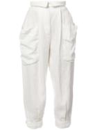 Osklen - Cropped Tapered Trousers - Women - Linen/flax - 36, White, Linen/flax