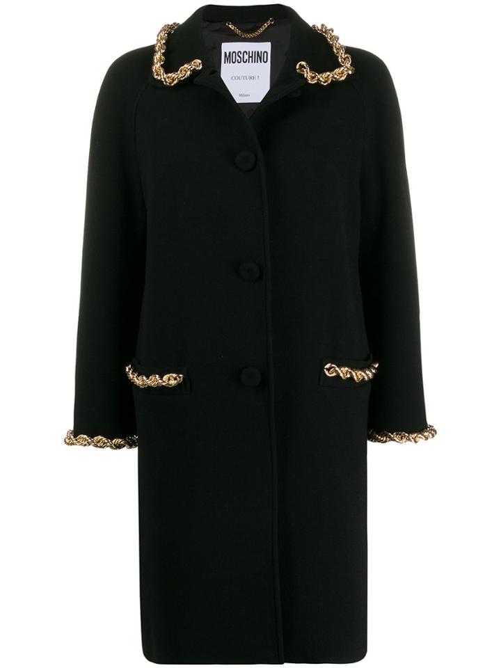 Moschino Chain Detail Single Breasted Coat - Black