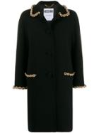 Moschino Chain Detail Single Breasted Coat - Black